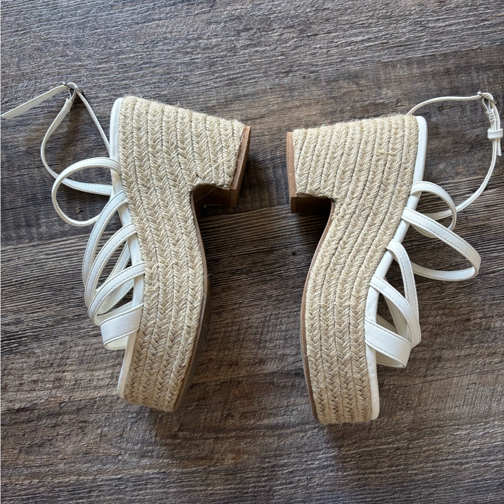 Boohoo Cream Espadrille Wedge Sandals